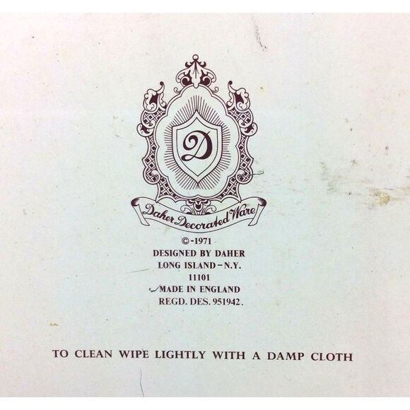 Daher England Serving Fruit Bowl Decorated Ware Tin Floral Gold Vintage 1971 - Picture 8 of 9